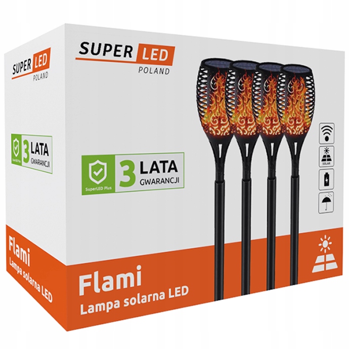 Solárna lampa SuperLED, čierna, 50 cm, 4 ks.